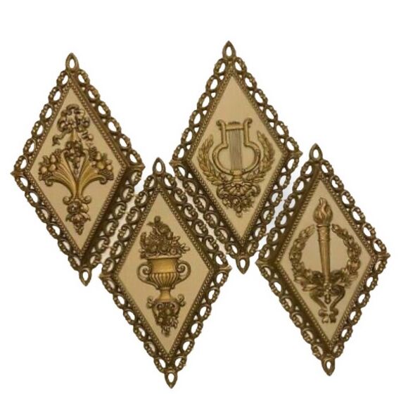 Vintage 1971 HOMCO Hollywood Regency set of 4 wall hangings. - Picture 1 of 6